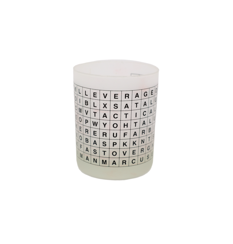 NEIMAN MARCUS CROSS WORD GLASS CUP