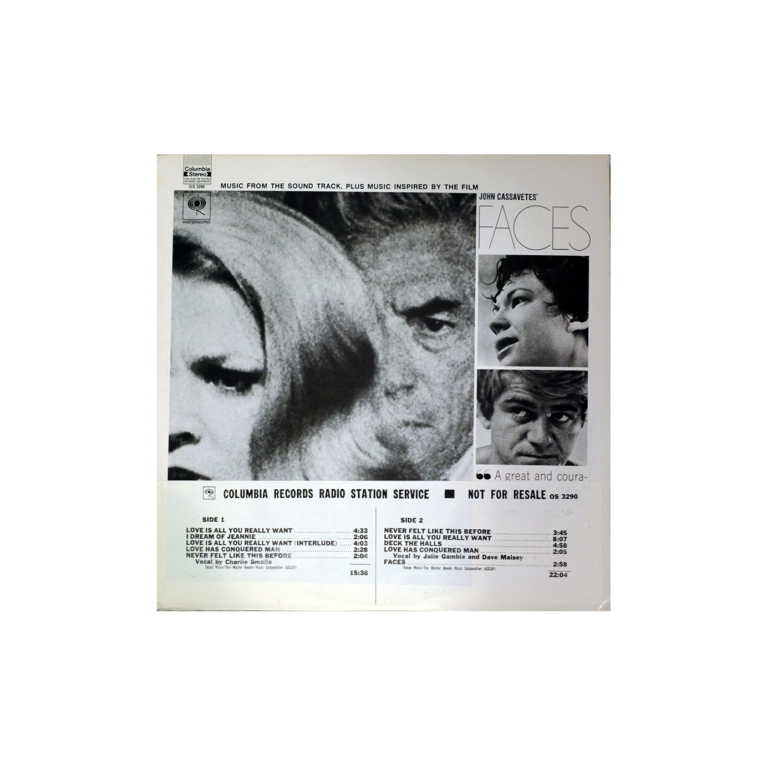 JOHN CASSAVETES’ FACES (MUSIC FROM THE SOUND TRACK, PLUS MUSIC INSPIRED BY THE FILM)